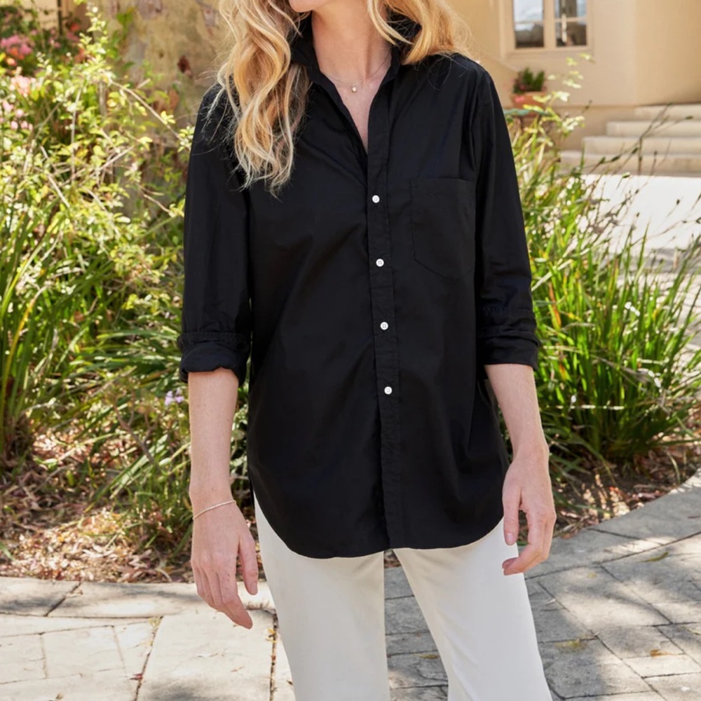 Frank & Eileen Joedy Boyfriend Button Front Black Shirt Size X-Small - Picture 13 of 13